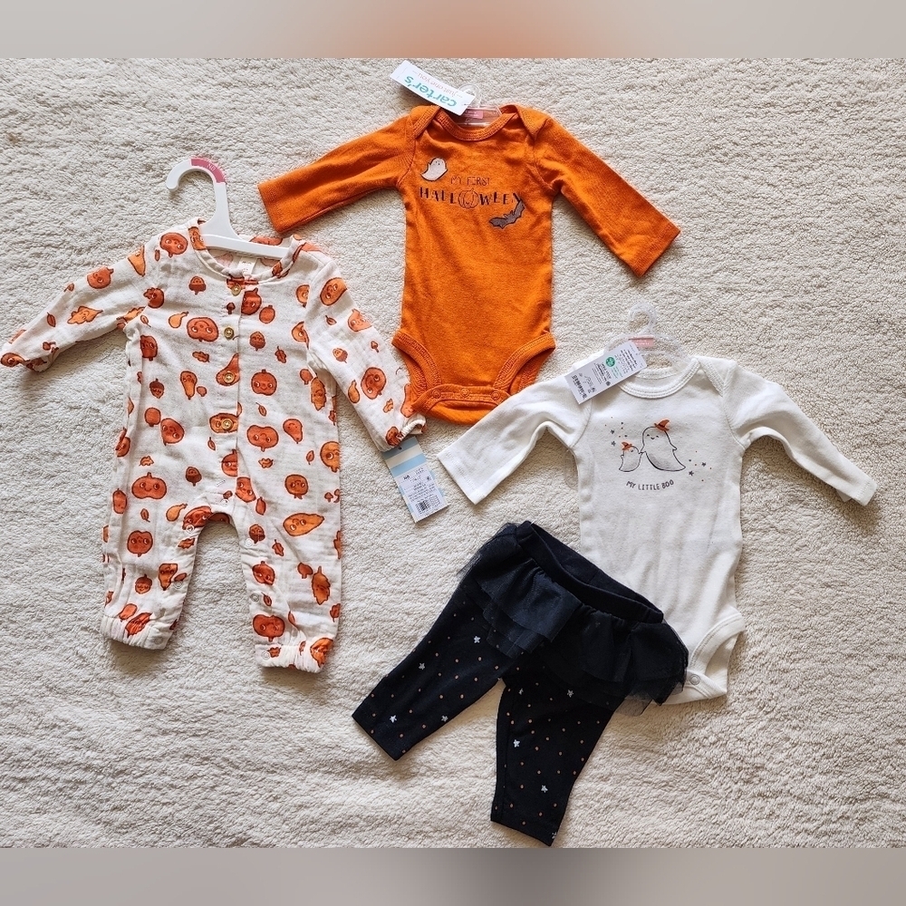 NWT baby girl fall Halloween Thanksgiving clothes outfit bundle, size newborn